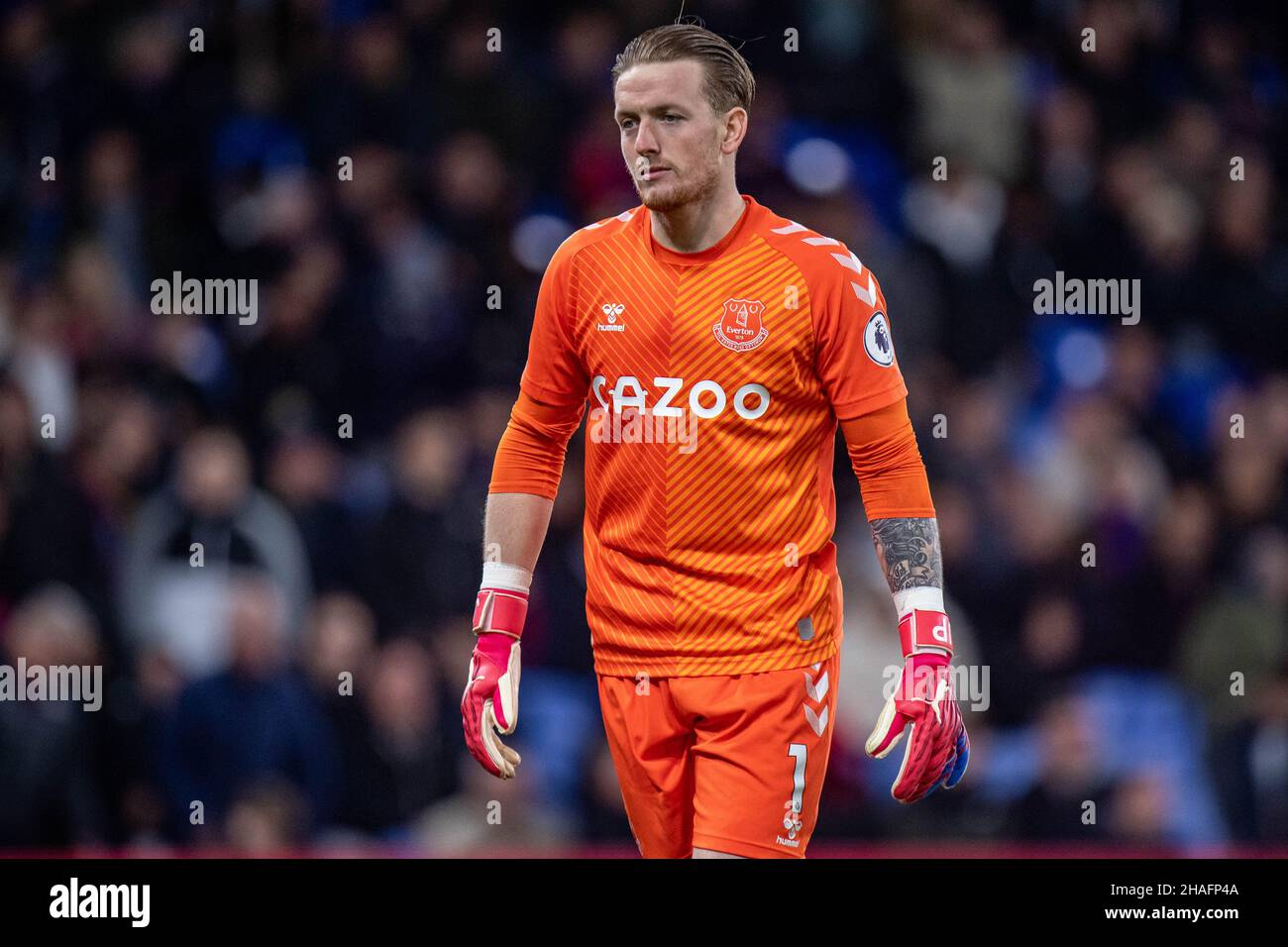 LONDRA, INGHILTERRA - DICEMBRE 12: Jordan Pickford di Everton durante la partita della Premier League tra Crystal Palace ed Everton al Selhurst Park su Decem Foto Stock