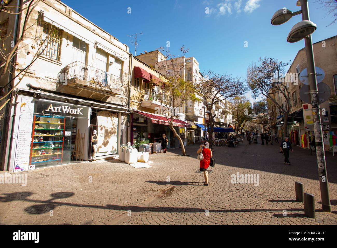 Israele, Tel Aviv, Nachlat Binyamin strada pedonale e il mercato dell'artista Foto Stock