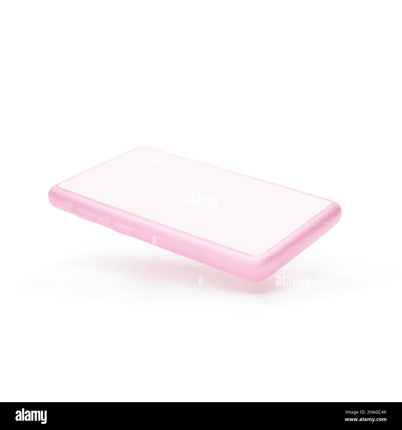Cellulare mock-up. 3d colore rosa telefono. Smartphone con schermo vuoto isolato su sfondo bianco. Illustrazione vettoriale Illustrazione Vettoriale