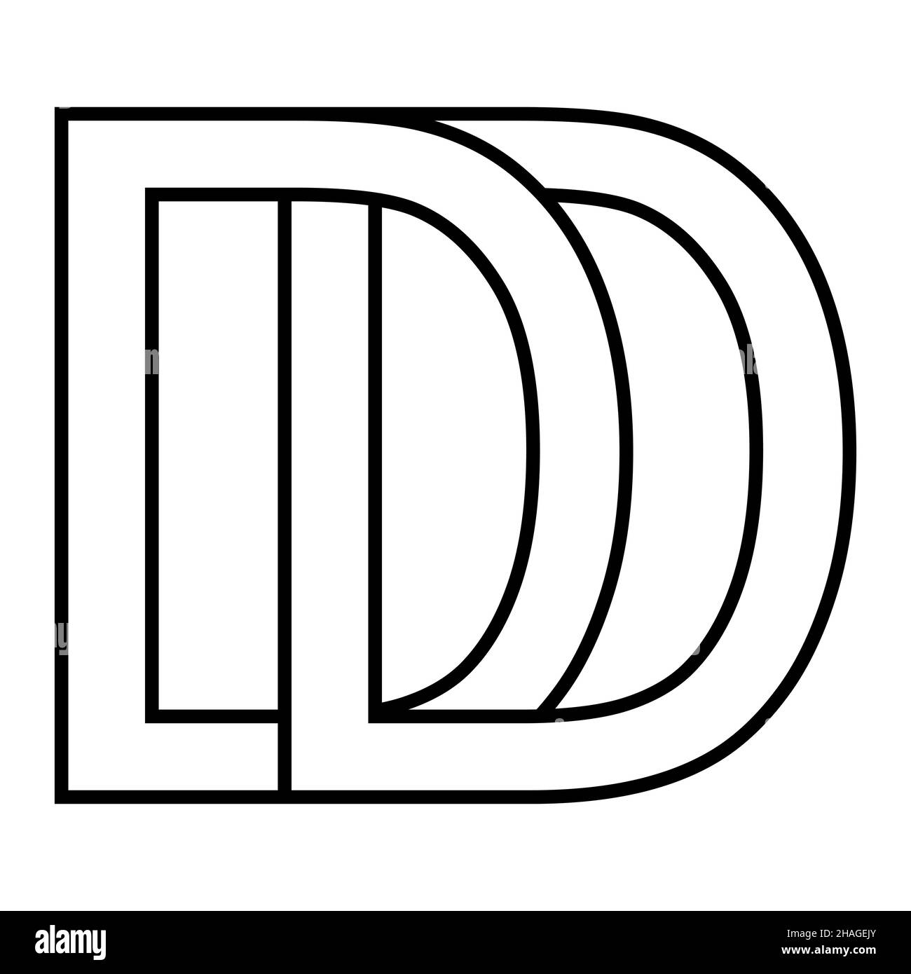 Logo segno icona dd interlacciato, lettere d Illustrazione Vettoriale
