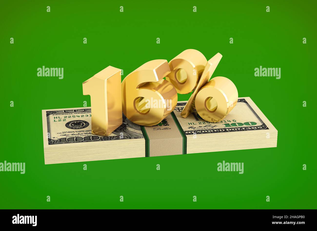 16% di risparmio - sconto - tasso di interesse. 3D rendering Foto Stock