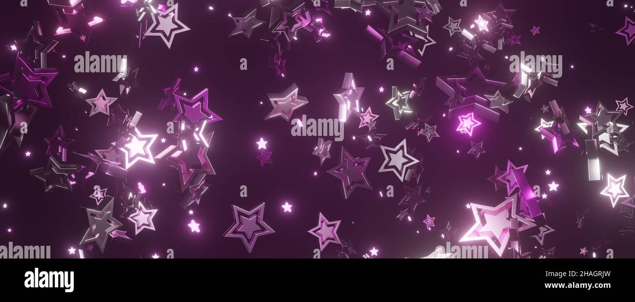 Straordinario famoso Pink Pink Infinite Stars Purple Metallic con pale Violet Red colori astratto sfondo concetto di Shine 3D Illustrazione o 3D Foto Stock