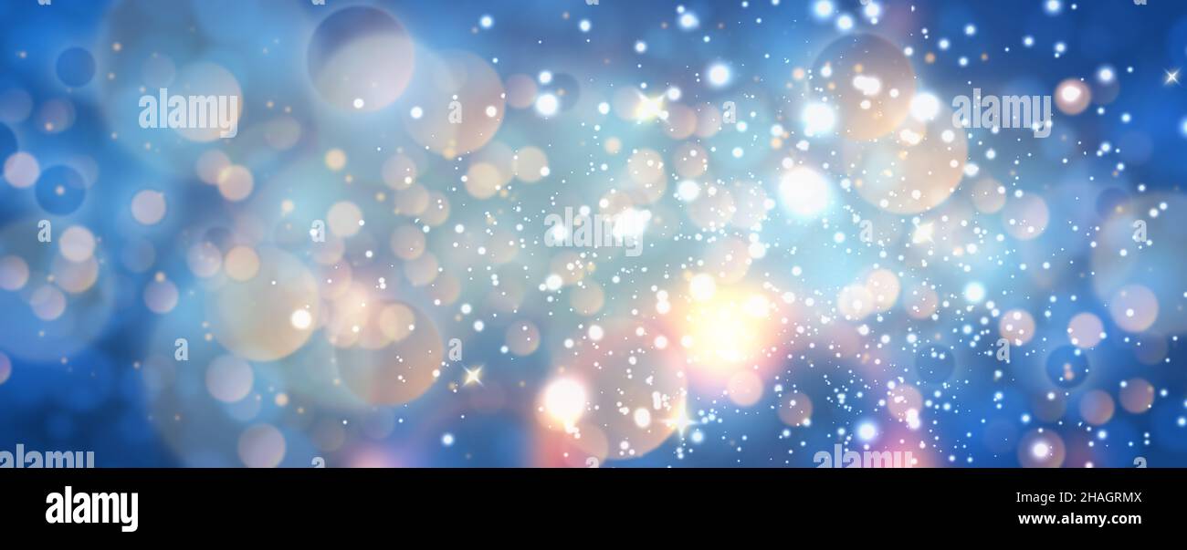 Festa defocused Bokeh scintilla emozionante blu con Gainsboro colori Banner sfondo sfondo sfondo concetto di Celebration for Fun Foto Stock
