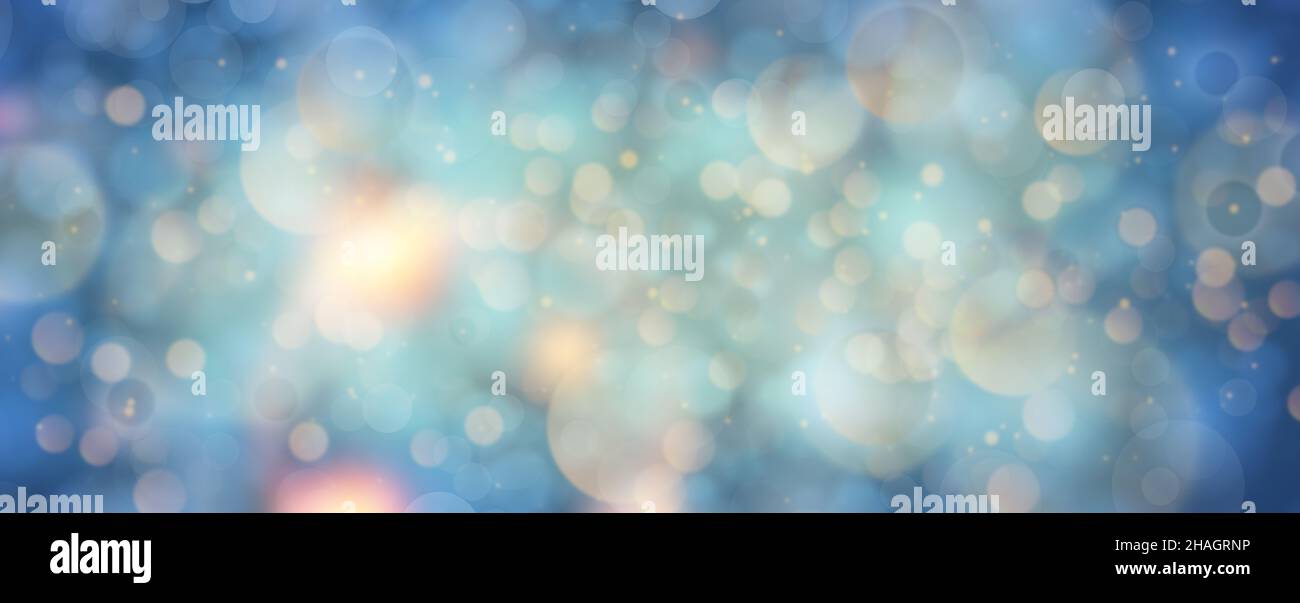 Fantasy elegante Bokeh glitter blu allegro con colori grigio scuro sfondo Festività per il divertimento Foto Stock