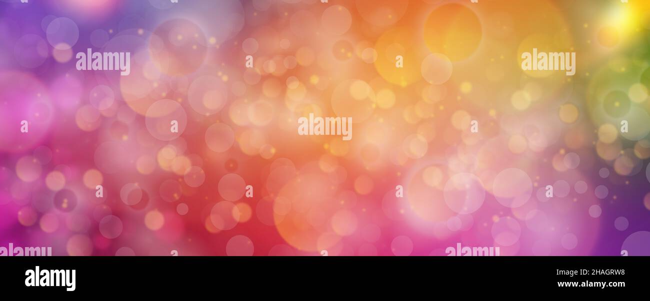 Mozzafiato particelle di Bokeh lucido eccitanti colori vividi con Perù colori illustrativi Banner sfondo Sfondi Festività per il sito web Header, Web B. Foto Stock