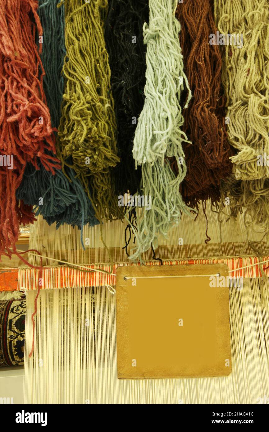 Telaio tappeto di lana. Tappeti fatti a mano tacchino Foto stock - Alamy
