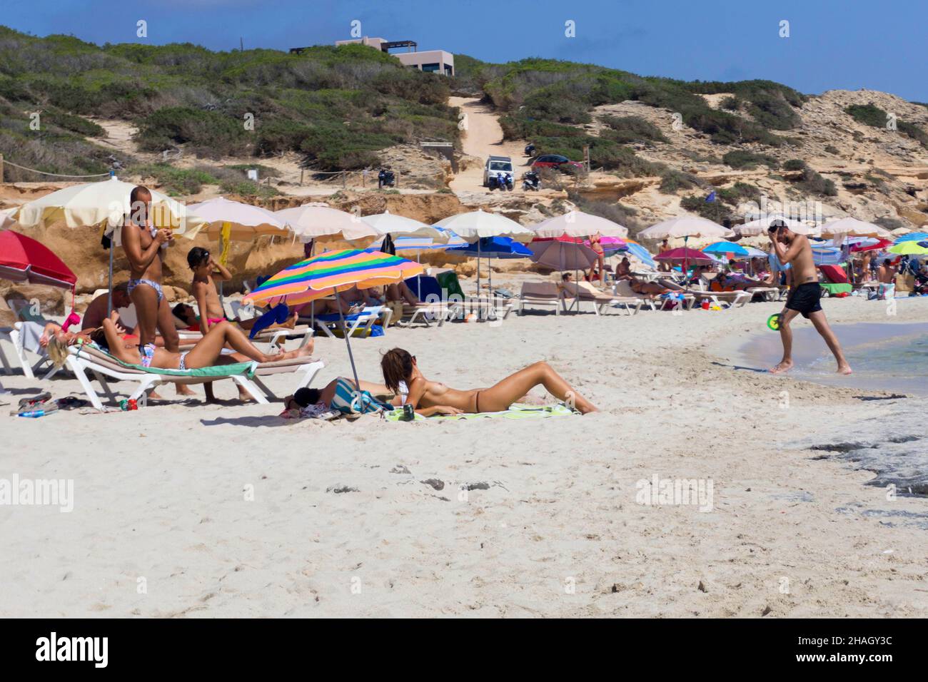 Spiaggia di Migjorn, Formentera, isole Baleari, Spagna Foto Stock