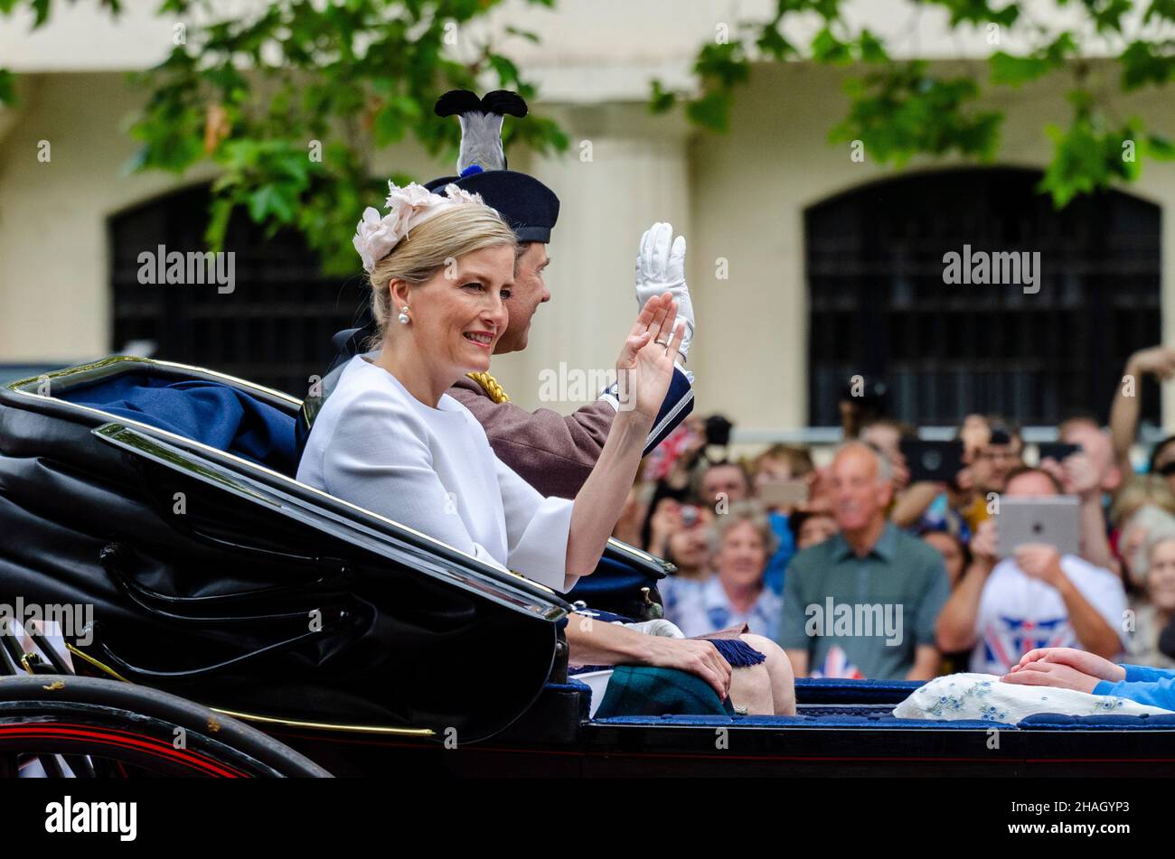 Sophie, contessa di Wessex in carrozza a Trooping the Color 2016. Con il principe Edoardo, conte di Wessex Foto Stock