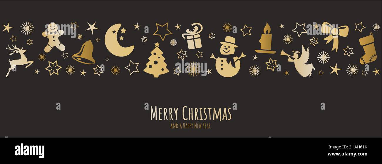banner vettoriale eps con saluti natalizi con simboli astratti di Natale per concetti natalizi e invernali e Capodanno Illustrazione Vettoriale