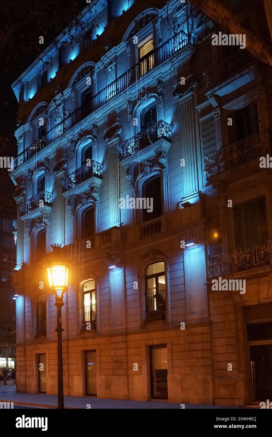 Gran Via de les Corts Catalanes Street, Gran Hotel Hawana, Barcellona, Spagna, Europa Foto Stock
