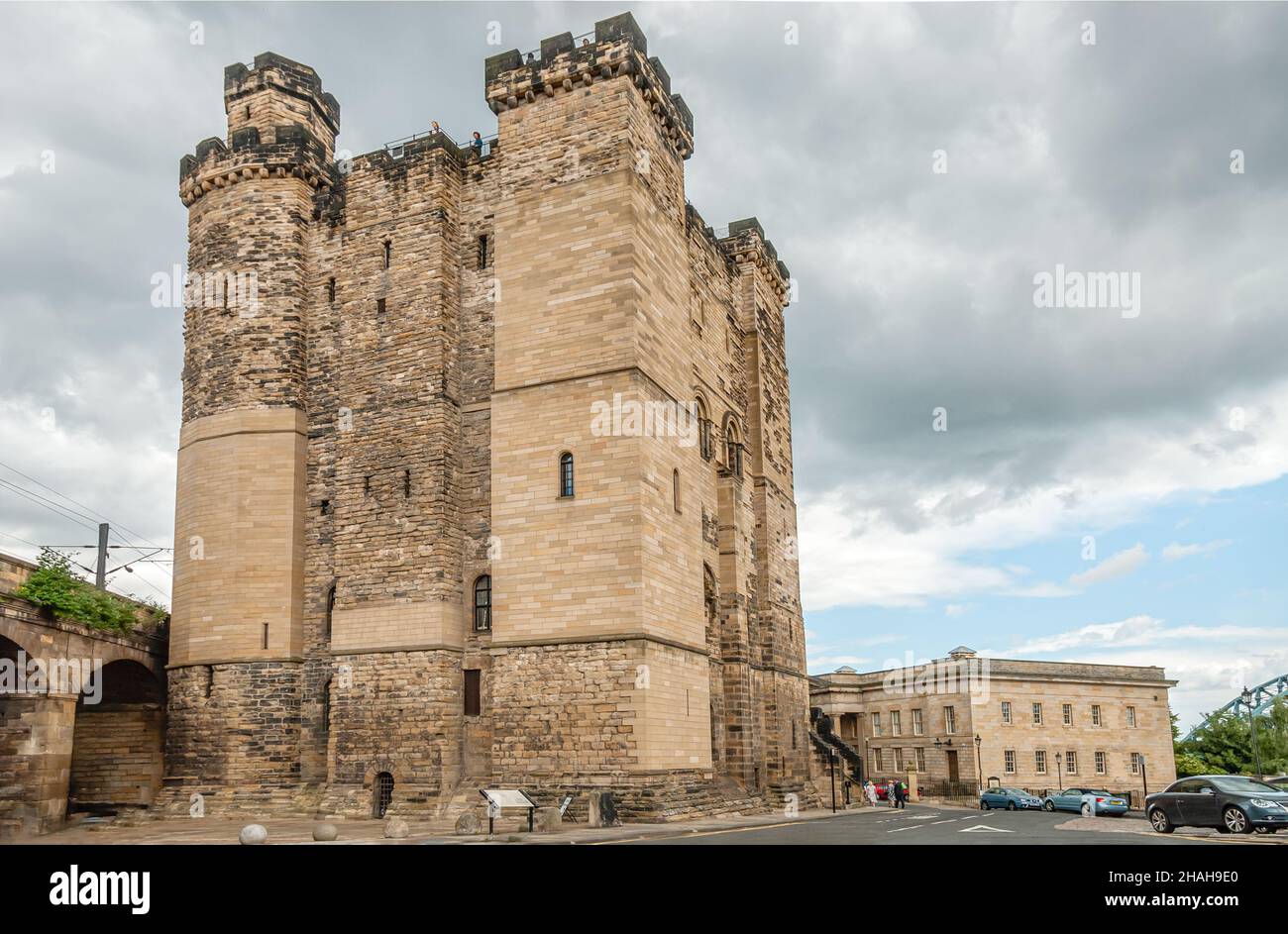 Castle Keep, torre in pietra fortificata dell'ex castello di Newcastle, Inghilterra, Regno Unito Foto Stock
