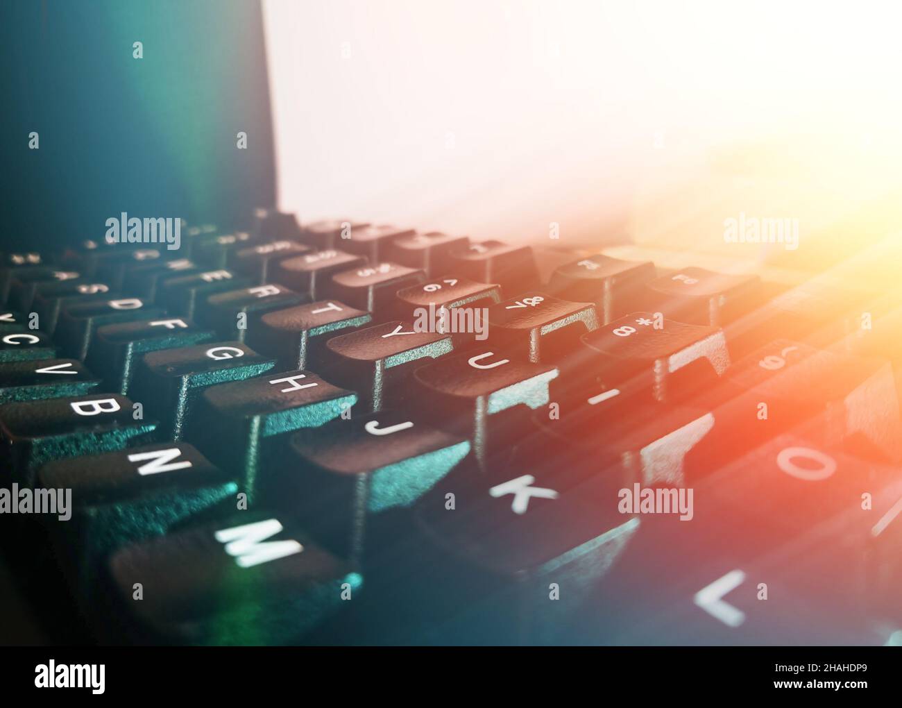 Tastiera luminosa per computer tasti inglesi sfondo Foto Stock