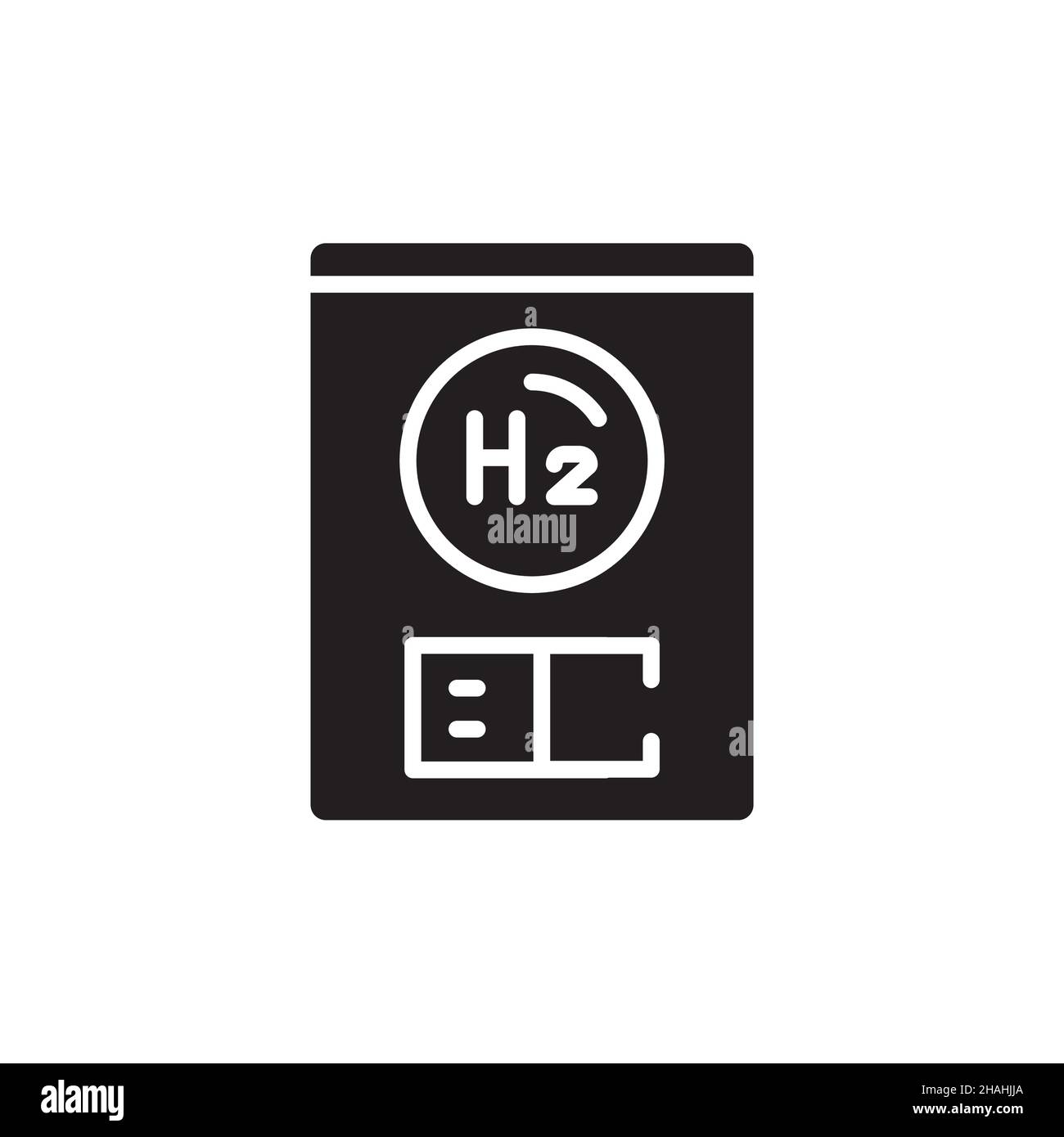 Icona della linea di colore H2 della caldaia. Energia di idrogeno. Elemento vettoriale isolato. Pittogramma a contorno per pagina web, app mobile, promo Illustrazione Vettoriale