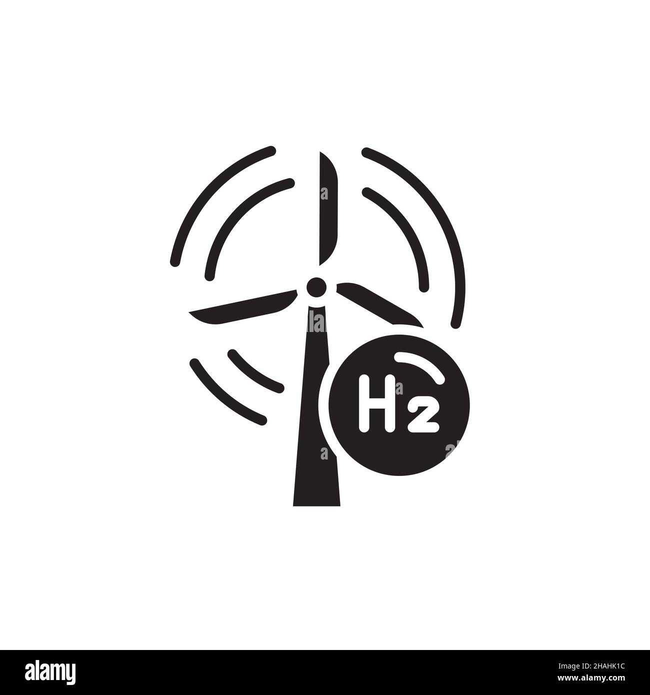 Icona della linea di colore H2 per la generazione di energia. Energia di idrogeno. Elemento vettoriale isolato. Pittogramma a contorno per pagina web, app mobile, promo Illustrazione Vettoriale