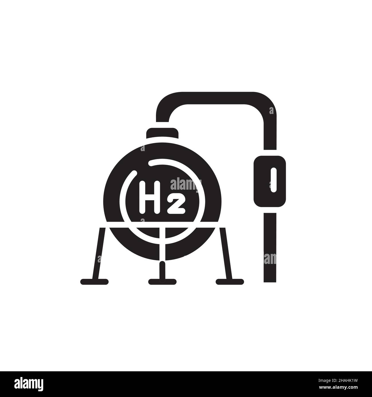 Icona della linea a colori di memorizzazione H2. Energia di idrogeno. Elemento vettoriale isolato. Pittogramma a contorno per pagina web, app mobile, promo Illustrazione Vettoriale