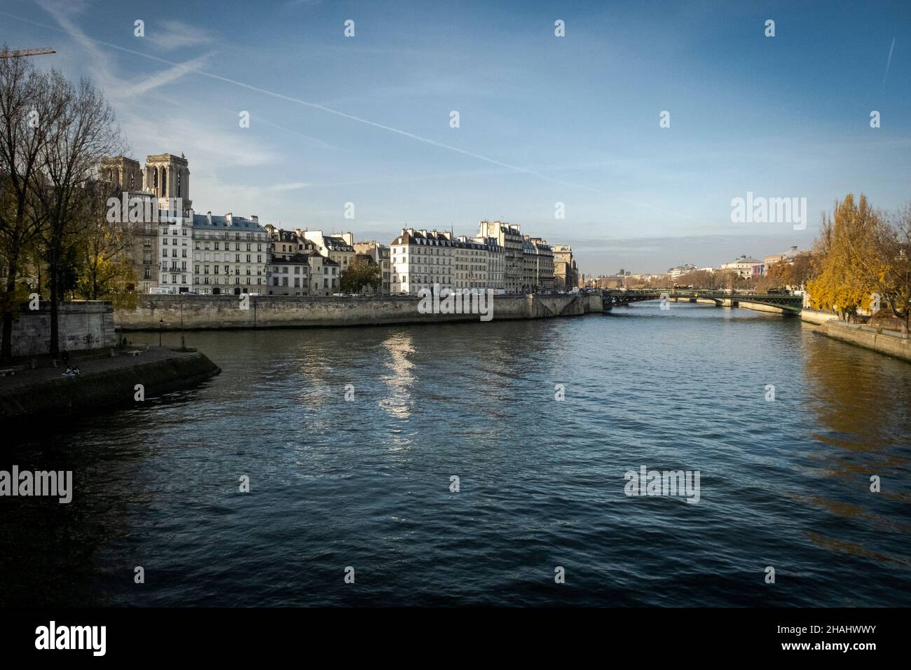 Una vista da Pont Louis-Philippe a Île de la Cite, Parigi, Francia Foto Stock