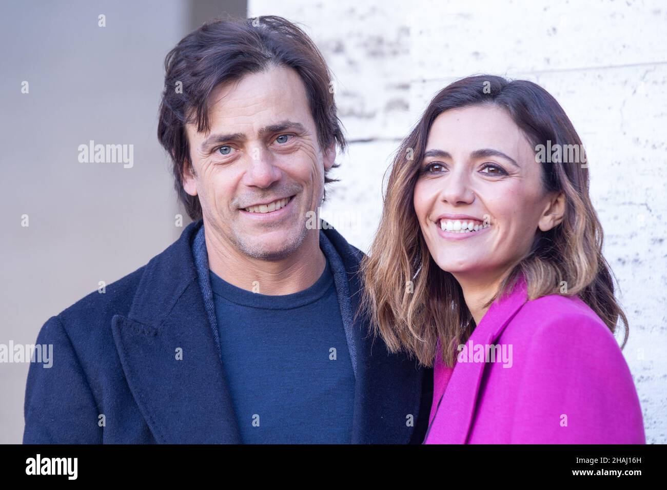 Roma, Italia. 13th Dic 2021. Davide Devenuto e Serena Rossi partecipano alla fotocall del film 'Diabolik' a Roma (Photo by Matteo Nardone/Pacific Press) Credit: Pacific Press Media Production Corp./Alamy Live News Foto Stock