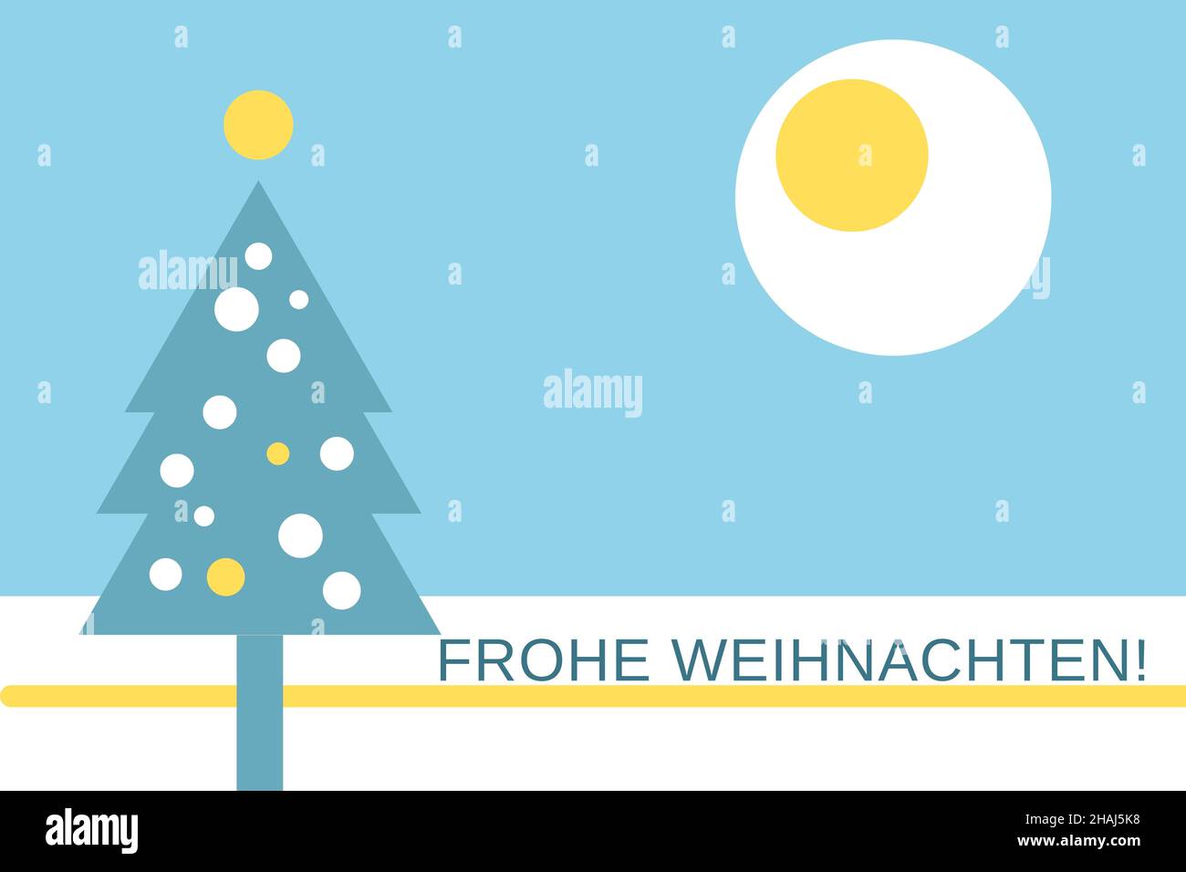 Illustrazione artistica di Natale con saluto di buon Natale in tedesco: Frohe Weihnachten Foto Stock