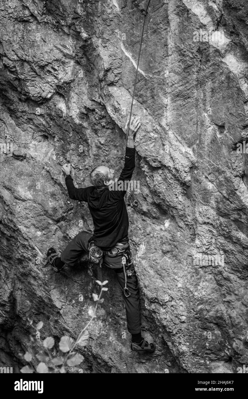 Arrampicata su roccia presso la Gola del Diavolo Foto Stock