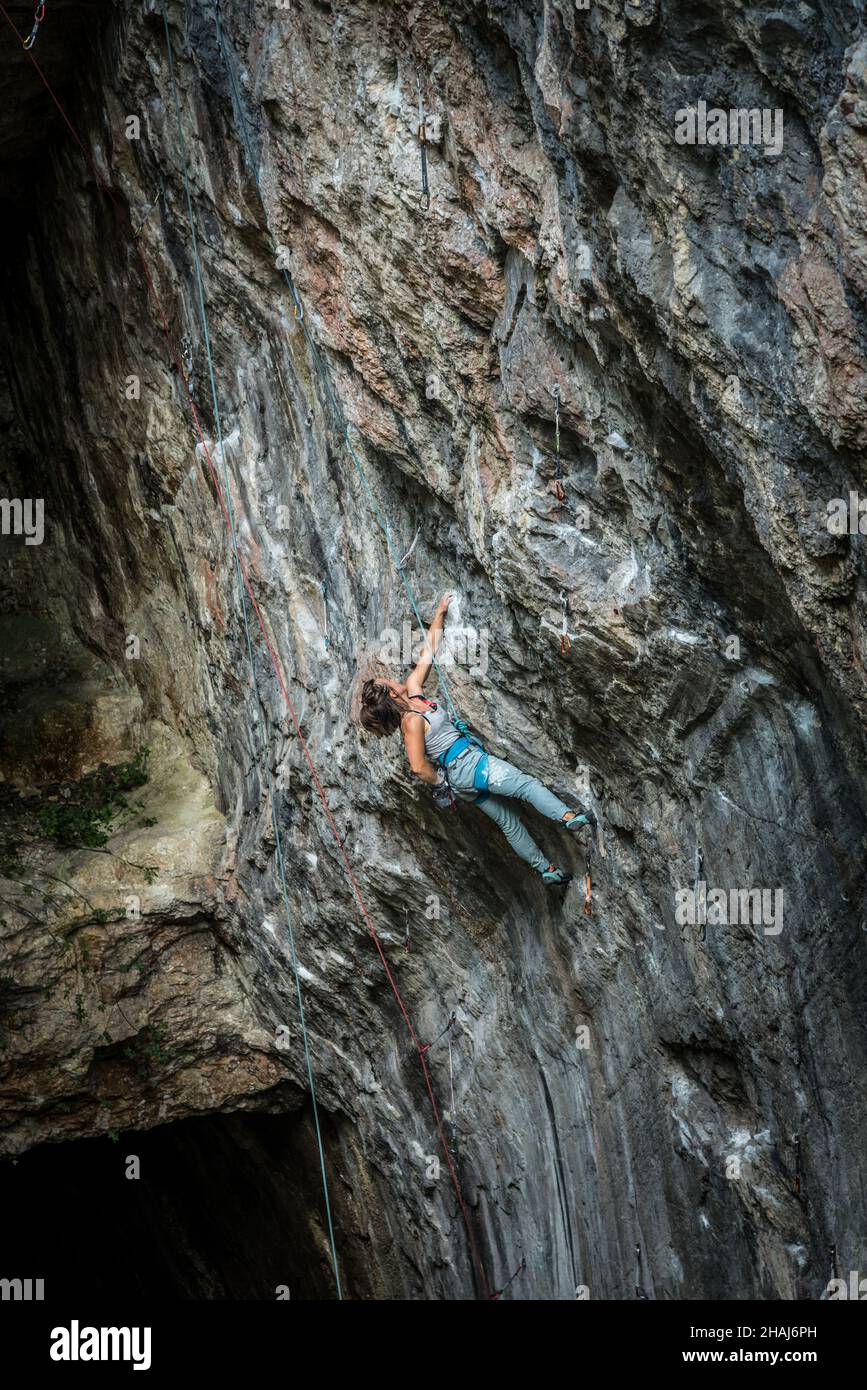 Arrampicata su roccia presso la Gola del Diavolo Foto Stock