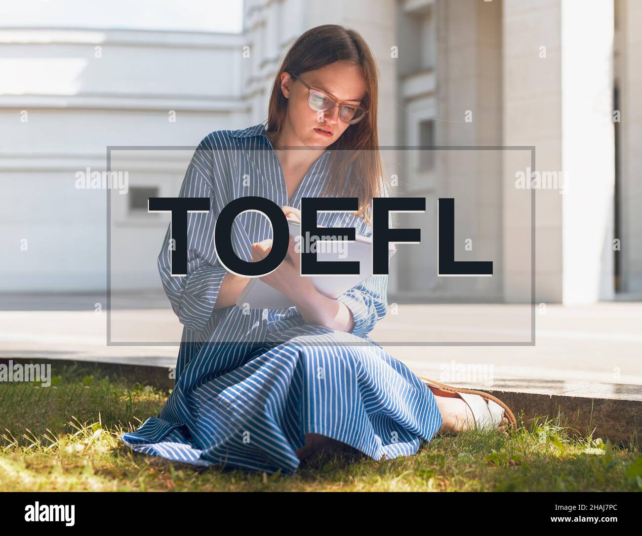 Test TOEFL inglese per la lingua. Parola, testo. Foto Stock