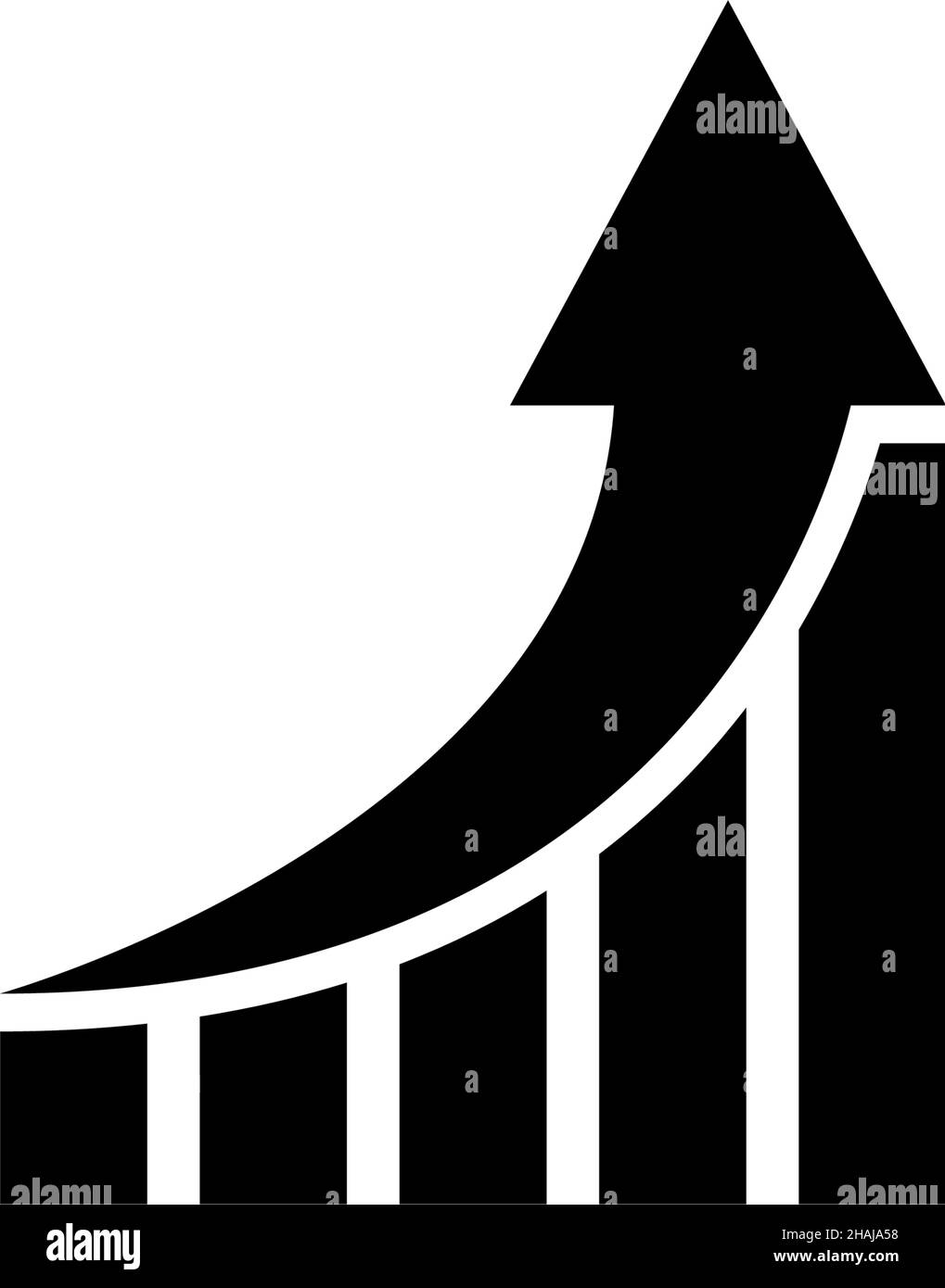 Grafico a barre delle vendite, grafico della crescita della valutazione aziendale. Illustrazione dell'icona del vettore piatto. Semplice simbolo nero su sfondo bianco. Grafico a barre delle vendite grafico crescente Illustrazione Vettoriale