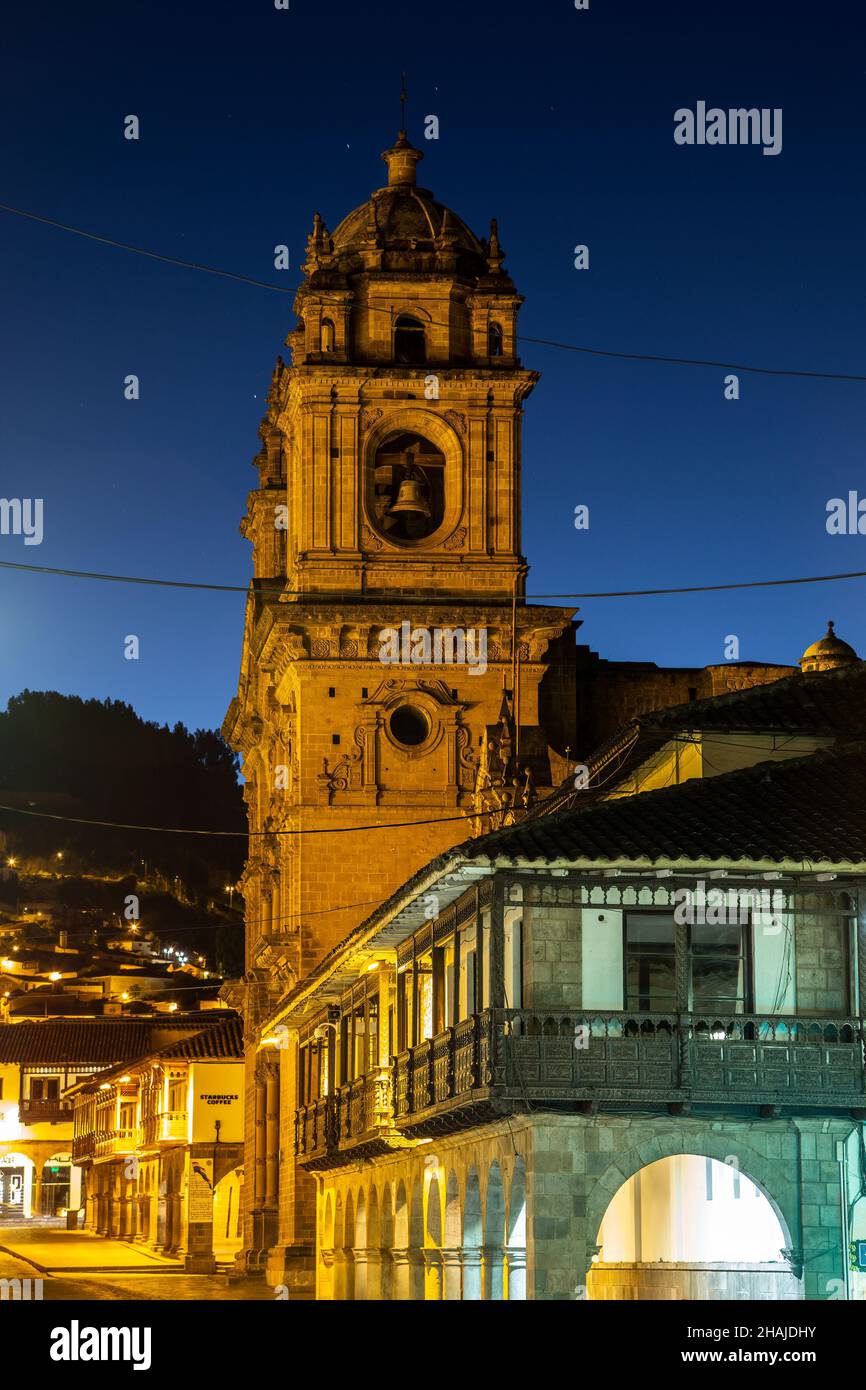 Campanile, Chiesa della Compagnia di Gesù, Cusco, Perù Foto Stock