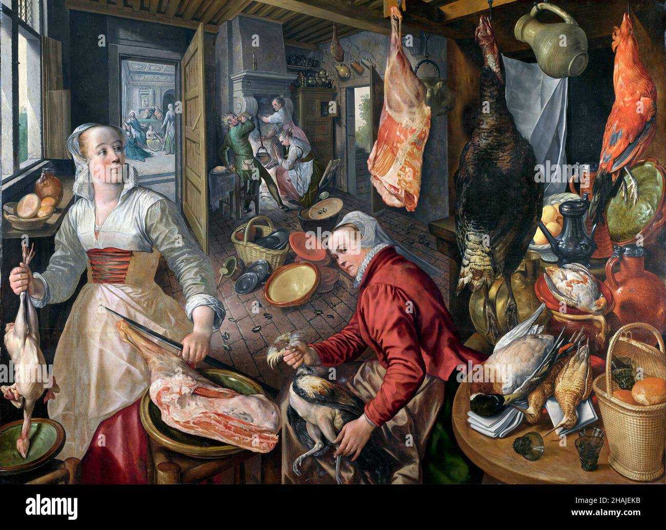 Quattro elementi: Fuoco di Joachim Beuckelaer (c. 1533-c. 1570/4), olio su tela, 1570 Foto Stock