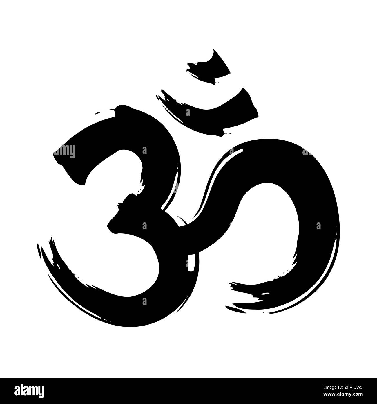 OM, simbolo spazzola per mamme. Yoga mantra Om, icona vettoriale, grunge stile. Illustrazione Vettoriale