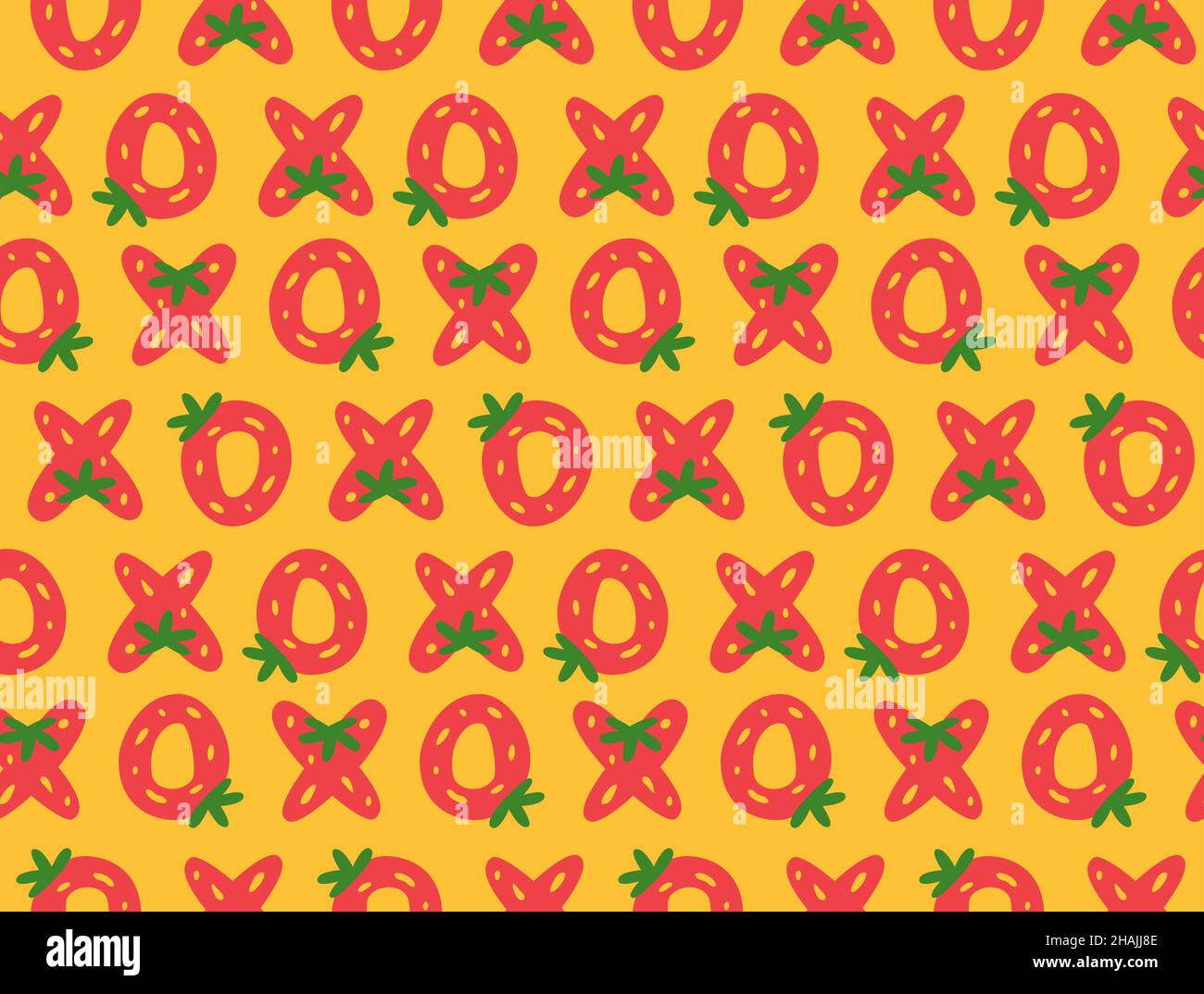XOXO lettere di fragole senza cuciture pattern, valentine giorno colorato pattern, bacche a forma di croce e zero vettore illustrazione Illustrazione Vettoriale