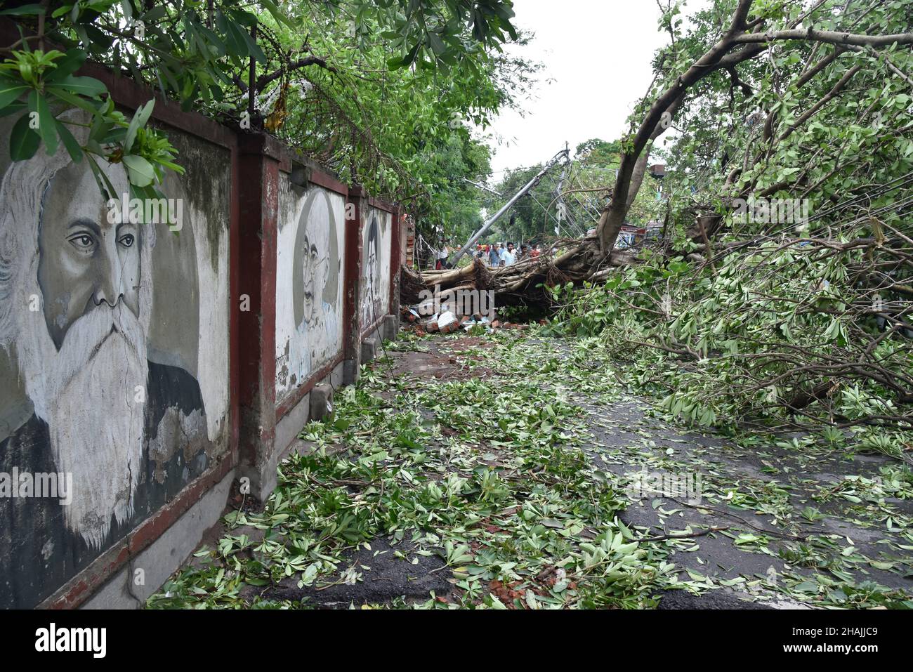 Tempesta super ciclonica Amphan era un potente e catastrofico ciclone tropicale che ha causato danni diffusi nell'India orientale, in particolare nel Bengala occidentale e in Odisha. Il ciclone ha ucciso almeno 84 persone in India e Bangladesh. Kolkata, India. Foto Stock