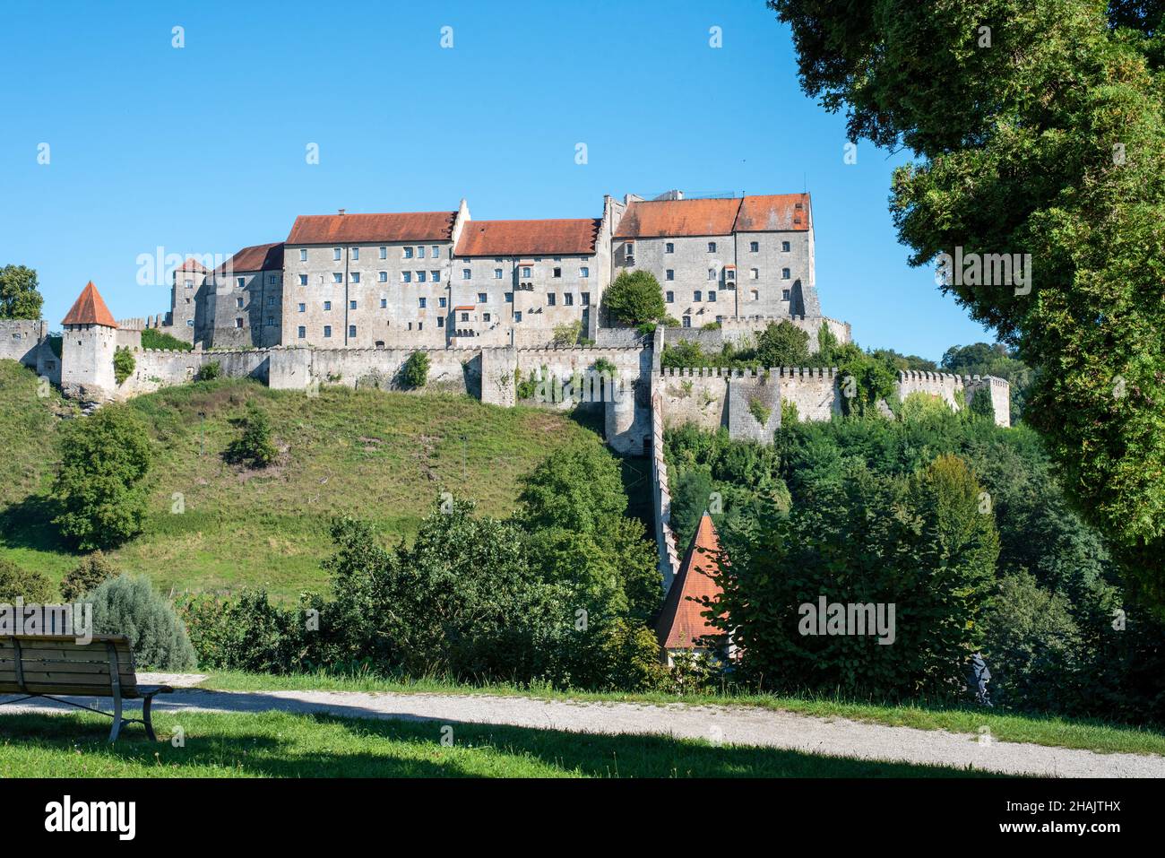 Castello di Burghausen in Baviera, il più lungo castello del mondo, Germania Foto Stock