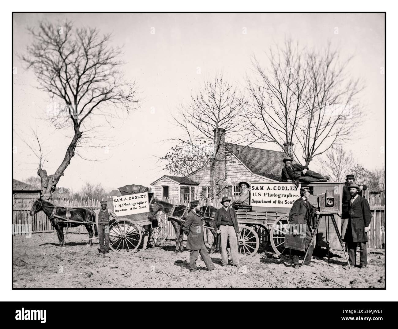 American Civil War Official Union Photographer, carri e fotocamera di Sam A. Cooley, fotografo statunitense, Department of the South] fotografie di artiglieria, luogo e data [tra il 1860 e il 1865] Stati Uniti--History--Civil War, 1861-1865--Transportation. - Stati Uniti--storia--Guerra civile, 1861-1865--comunicazioni. - Fotografia. Carrelli e vagoni. - United States Stereographs--1860-1870. Negativi al collodio bagnato. - Fotografie della guerra civile, 1861-1865 Foto Stock