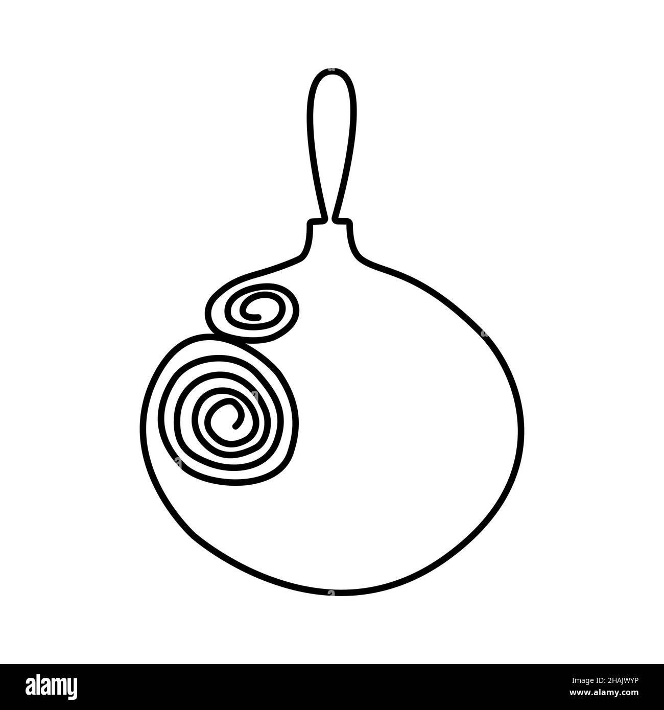 Disegno di contorno della decorazione dell'albero di Natale a forma di sfera in uno stile minimalista una linea continua. Disegnato a mano. Grafica vettoriale. L'illustrazione vettoriale è adatta per la progettazione su tessuto e menu tovagliolo o banner di caffè e ristorante, biglietto da visita e biglietto d'auguri o imballaggio e molto altro ancora. Illustrazione Vettoriale