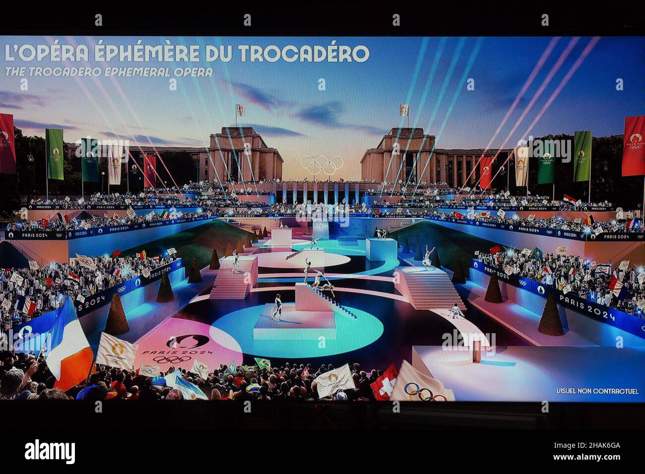 Conferenza stampa per presentare la cerimonia dei Giochi Olimpici di Parigi 2024 il 13 dicembre 2021 a Parigi, Francia. Foto di Nasser Berzane/ABACAPRESS.COM Foto Stock