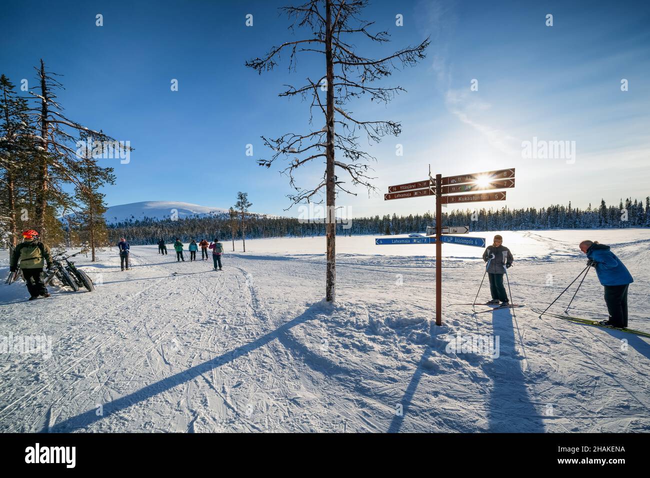 A Hangaskuru vicino a Äkäslompolo, Kolari, Lapponia, Finlandia Foto Stock