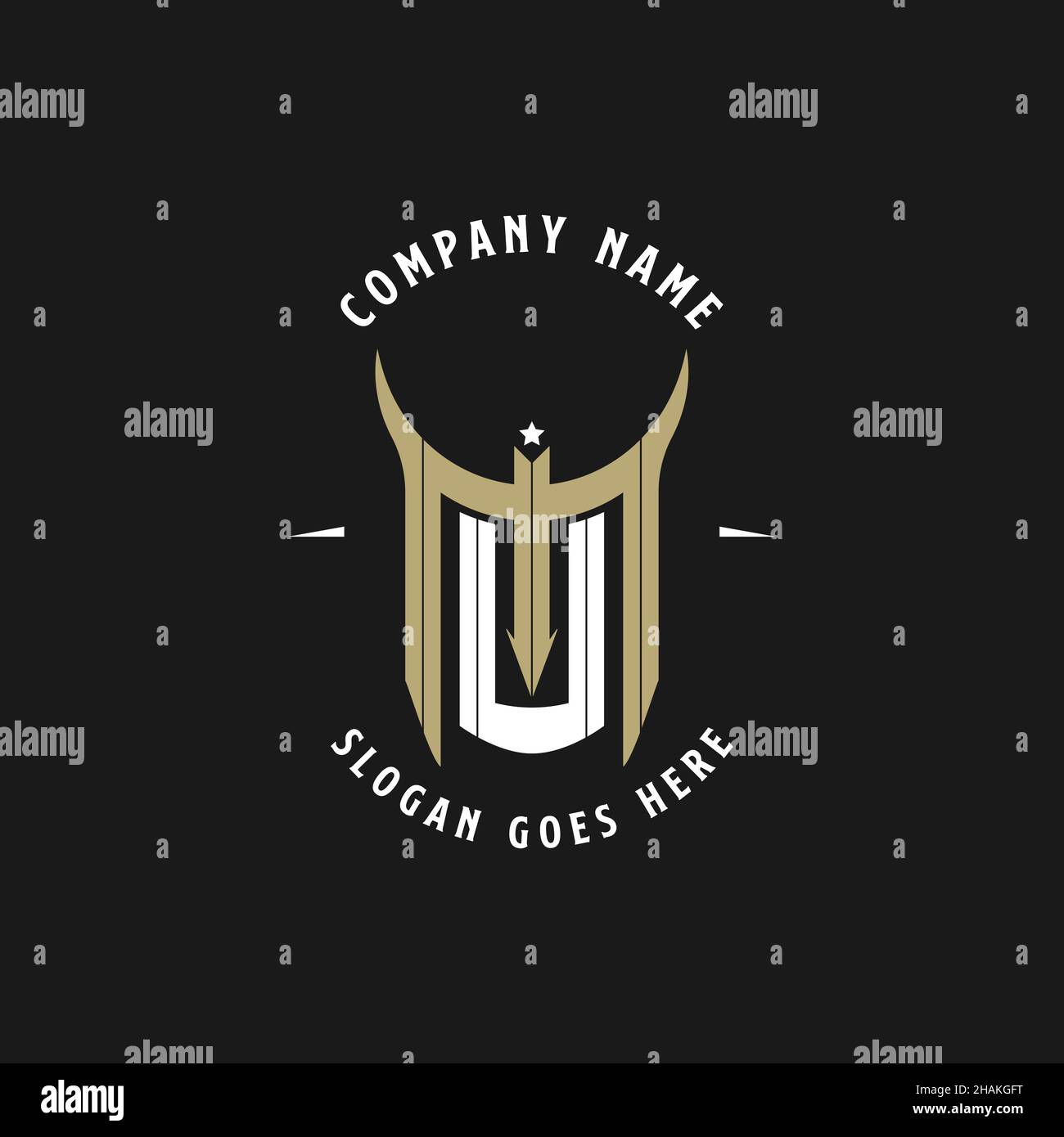 Disegno iniziale del logo del monogramma MU, illustrazione del logotipo del monogramma del nome della lettera MU Illustrazione Vettoriale