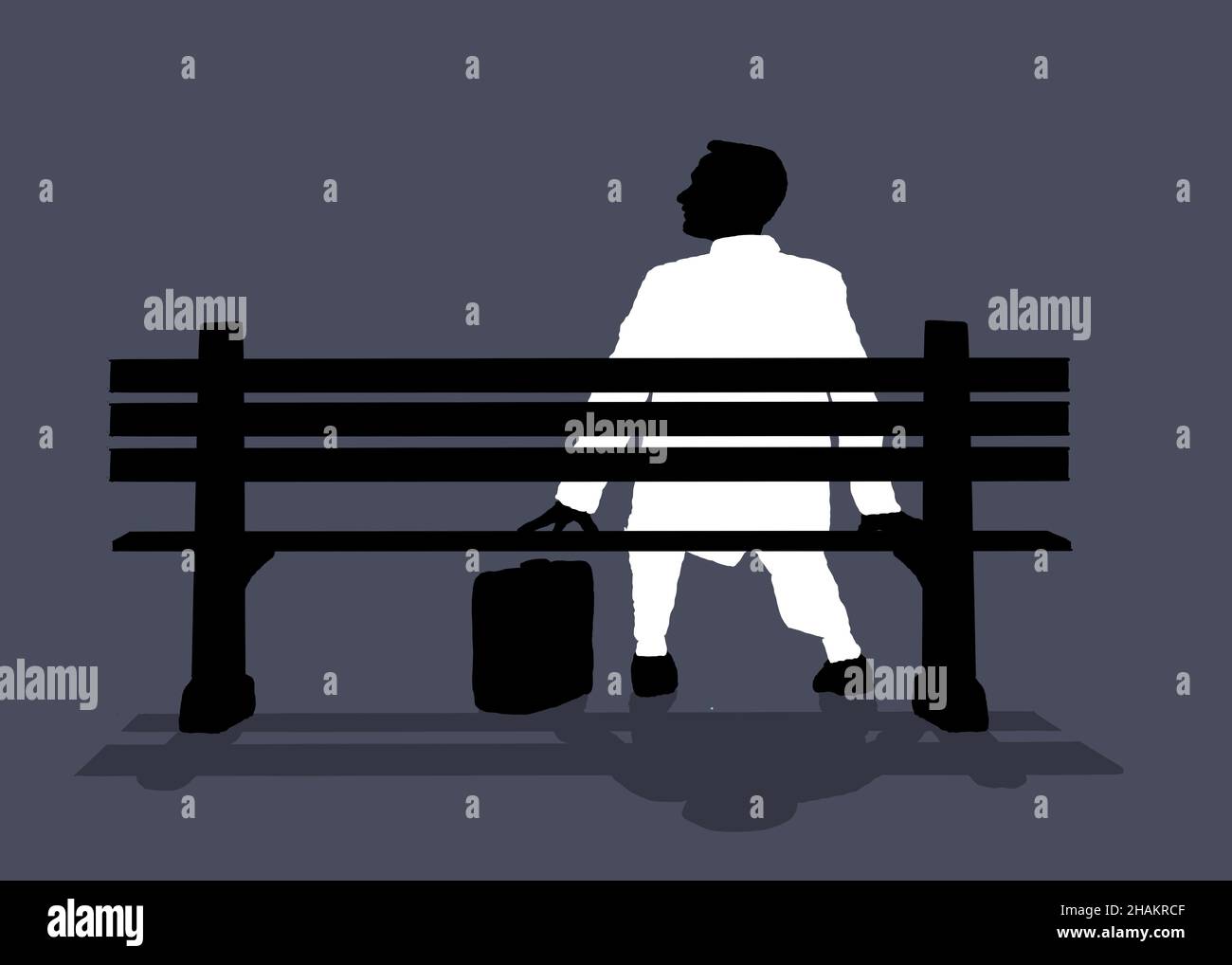 Silhouette con poster Forest gump Foto Stock