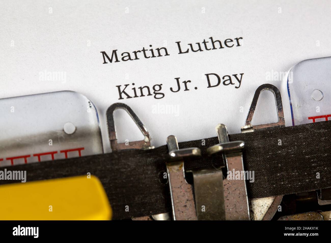 Vecchia macchina da scrivere con il testo Martin Luther King Day Foto Stock