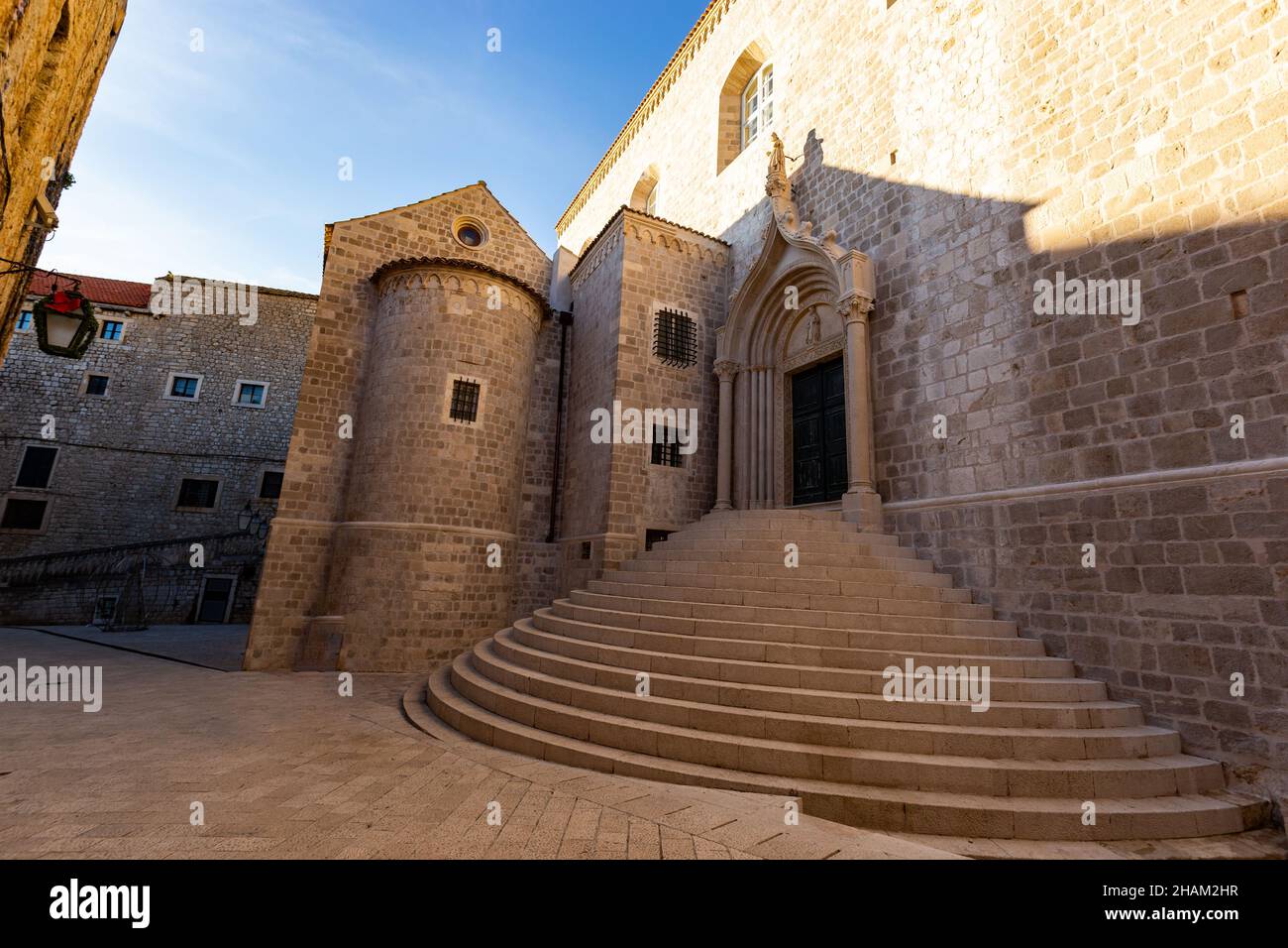 Centro di Dubrovnik, strade e mura. Croazia Foto Stock
