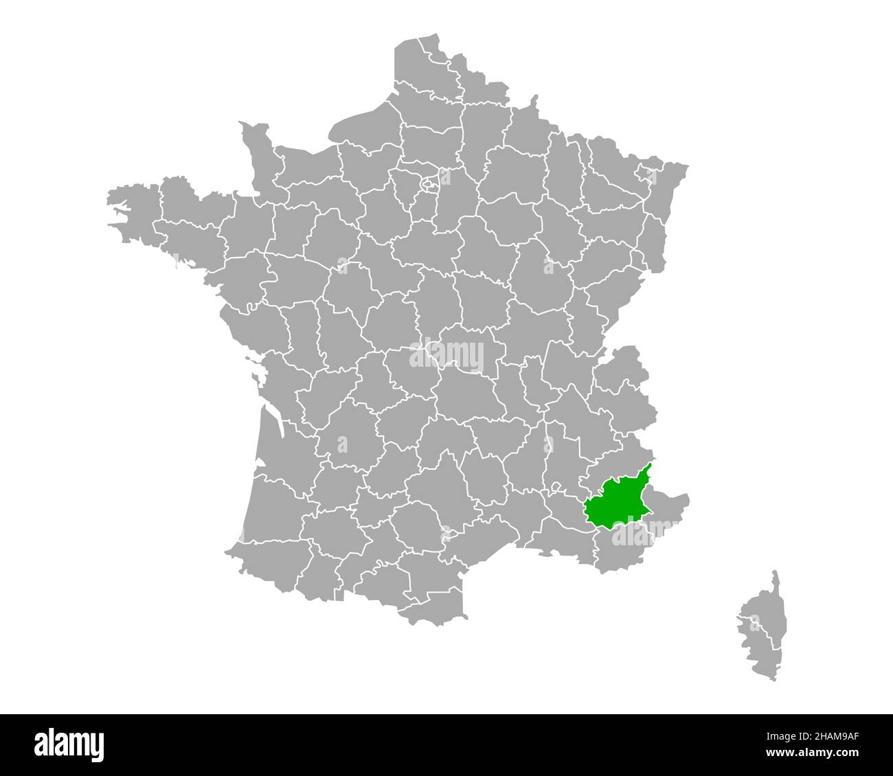 Alpes-de-Haute-Provence sulla mappa di Francia Foto Stock