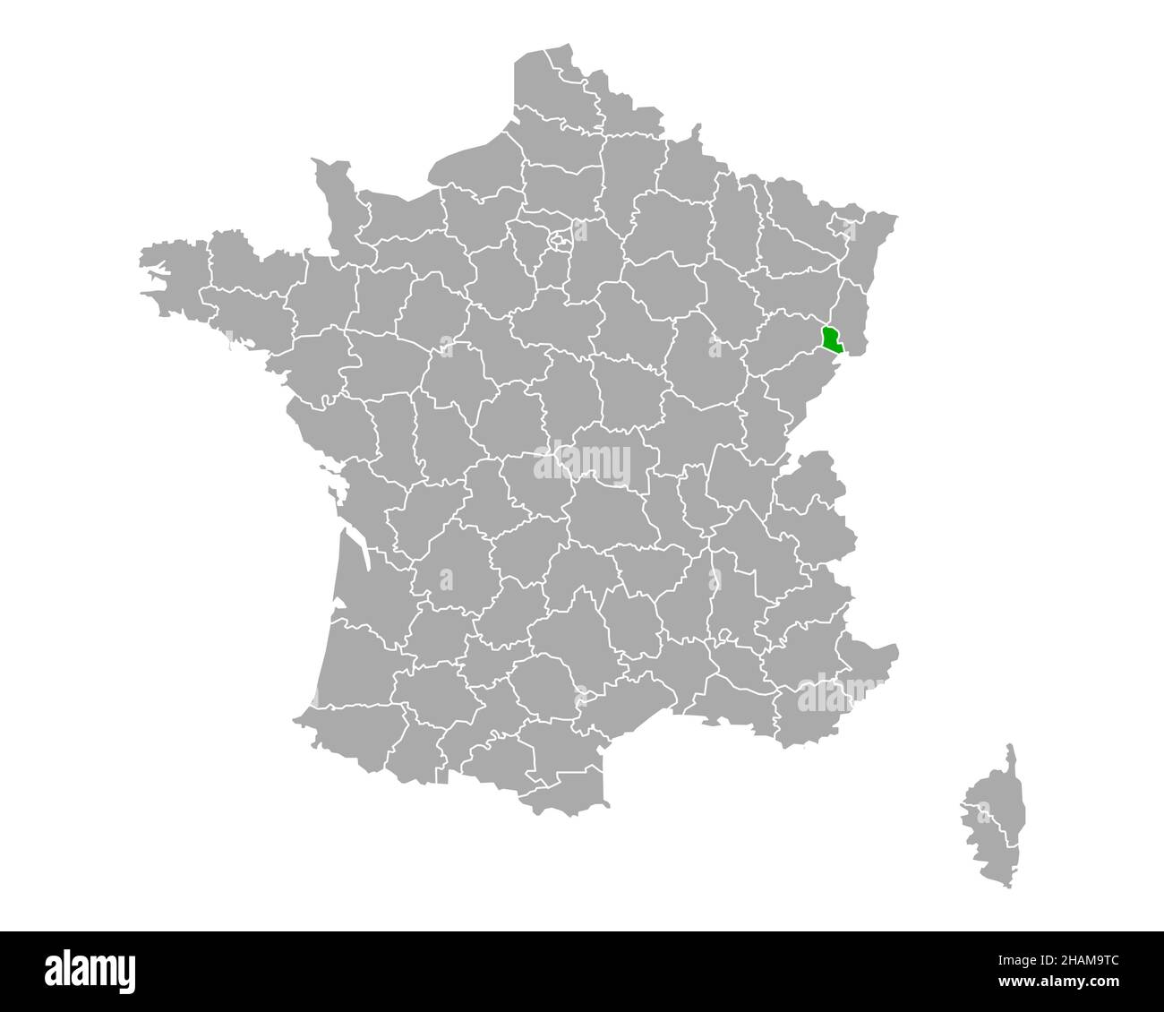 Territoire de Belfort sulla mappa di Francia Foto Stock