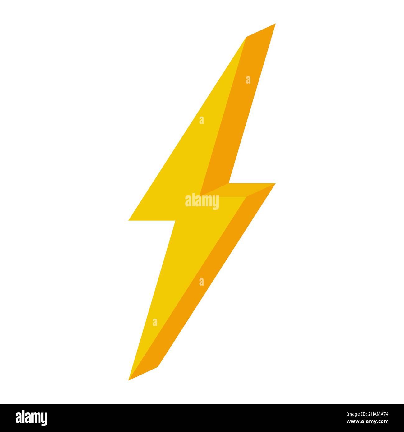 Lightning giallo 3D semplice segno piatto di energia brainstorming, luminoso nuova idea. Illustrazione stock Illustrazione Vettoriale