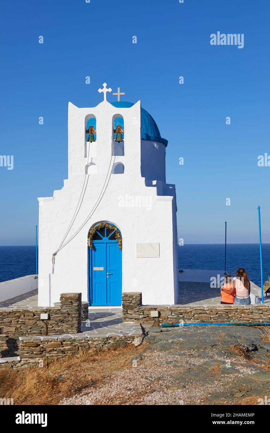 Chiesa dei sette Martiri a Kastro, Sifnos, Isole Cicladi, Grecia Foto Stock