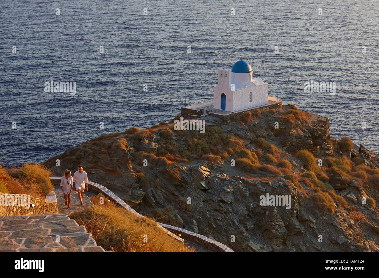 Chiesa dei sette Martiri a Kastro, Sifnos, Isole Cicladi, Grecia Foto Stock