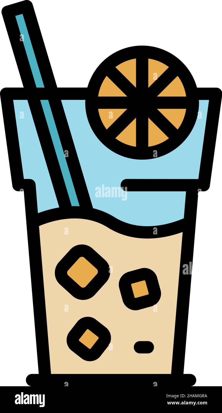 Icona cocktail di frutta e ghiaccio. Contorno frutta ghiaccio cocktail vettore icona colore piatto isolato Illustrazione Vettoriale