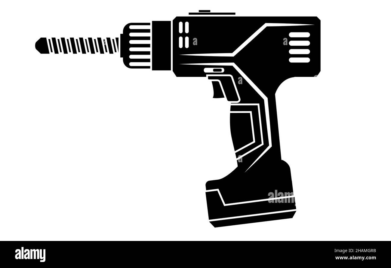 Icona del vettore di perforazione elettrica isolata su sfondo bianco Illustrazione Vettoriale