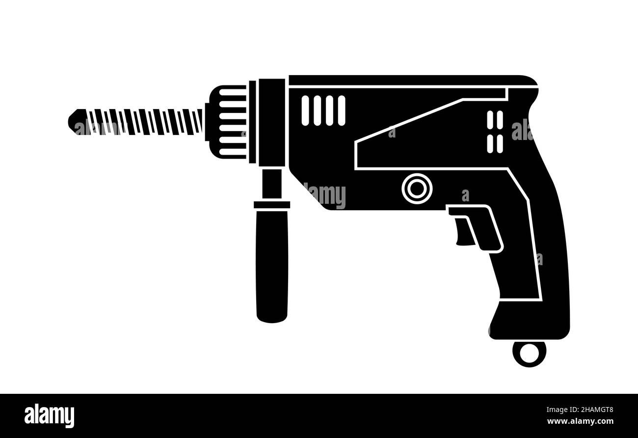 Icona del vettore di perforazione elettrica isolata su sfondo bianco Illustrazione Vettoriale