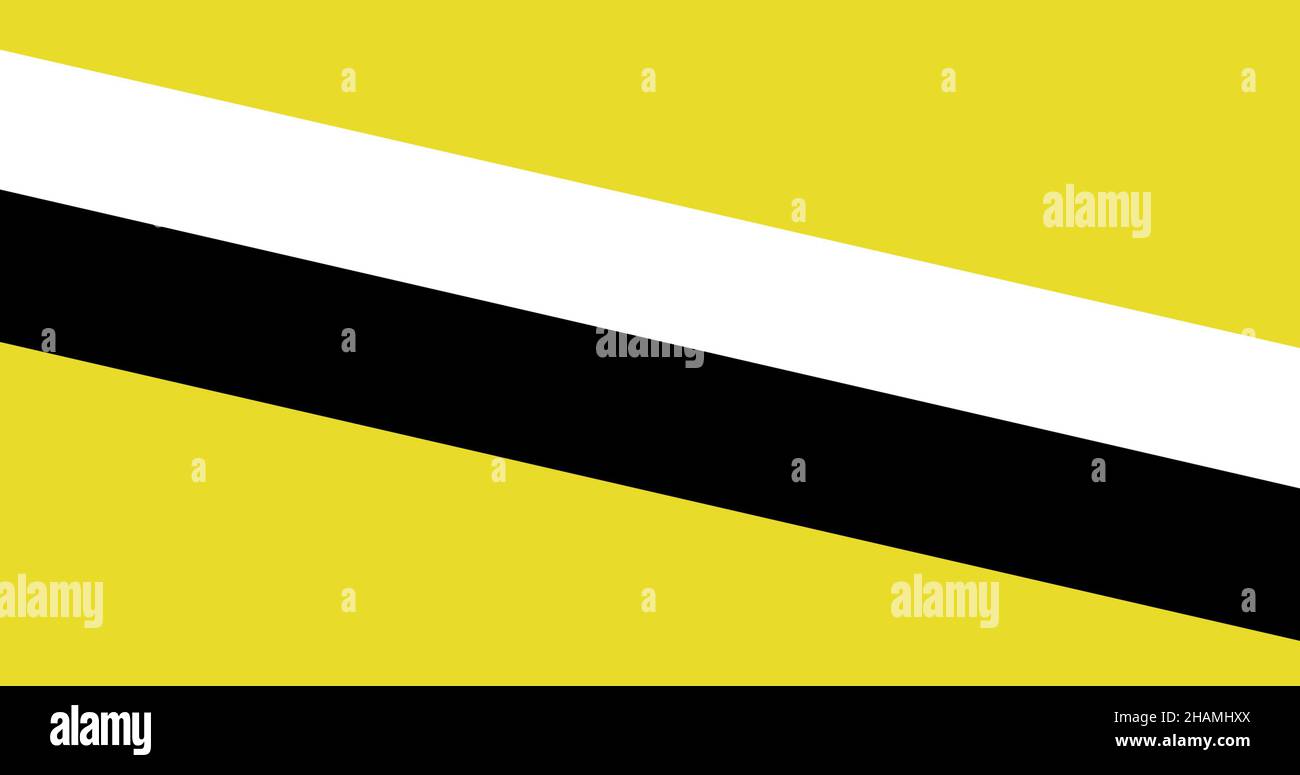 Fotogramma completo della bandiera brunei con strisce diagonali bianche e nere e spazio per la copia Foto Stock
