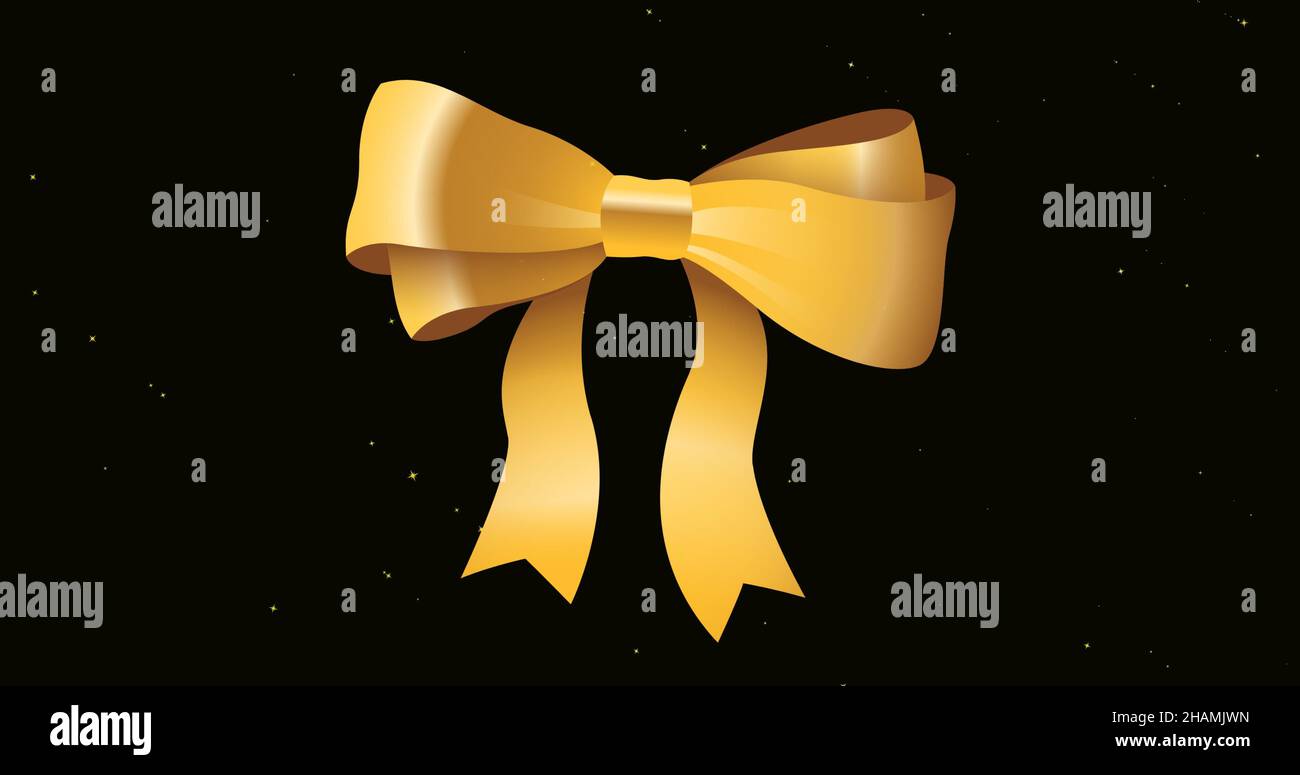 Primo piano dell'arco dorato con spazio di copia su sfondo nero astratto Foto Stock